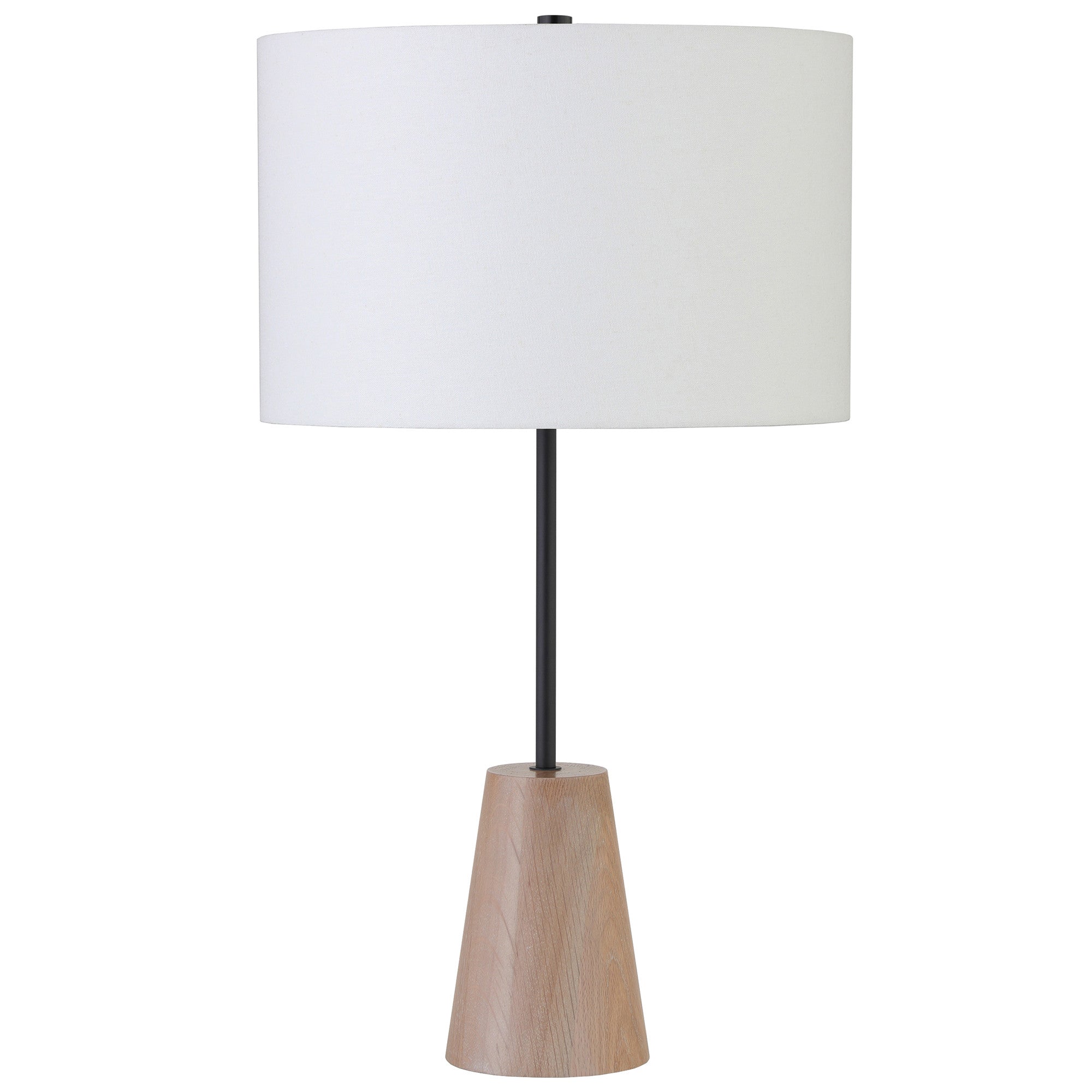 26" Brown and Black Metal Table Lamp With White Drum Shade - Minihomy