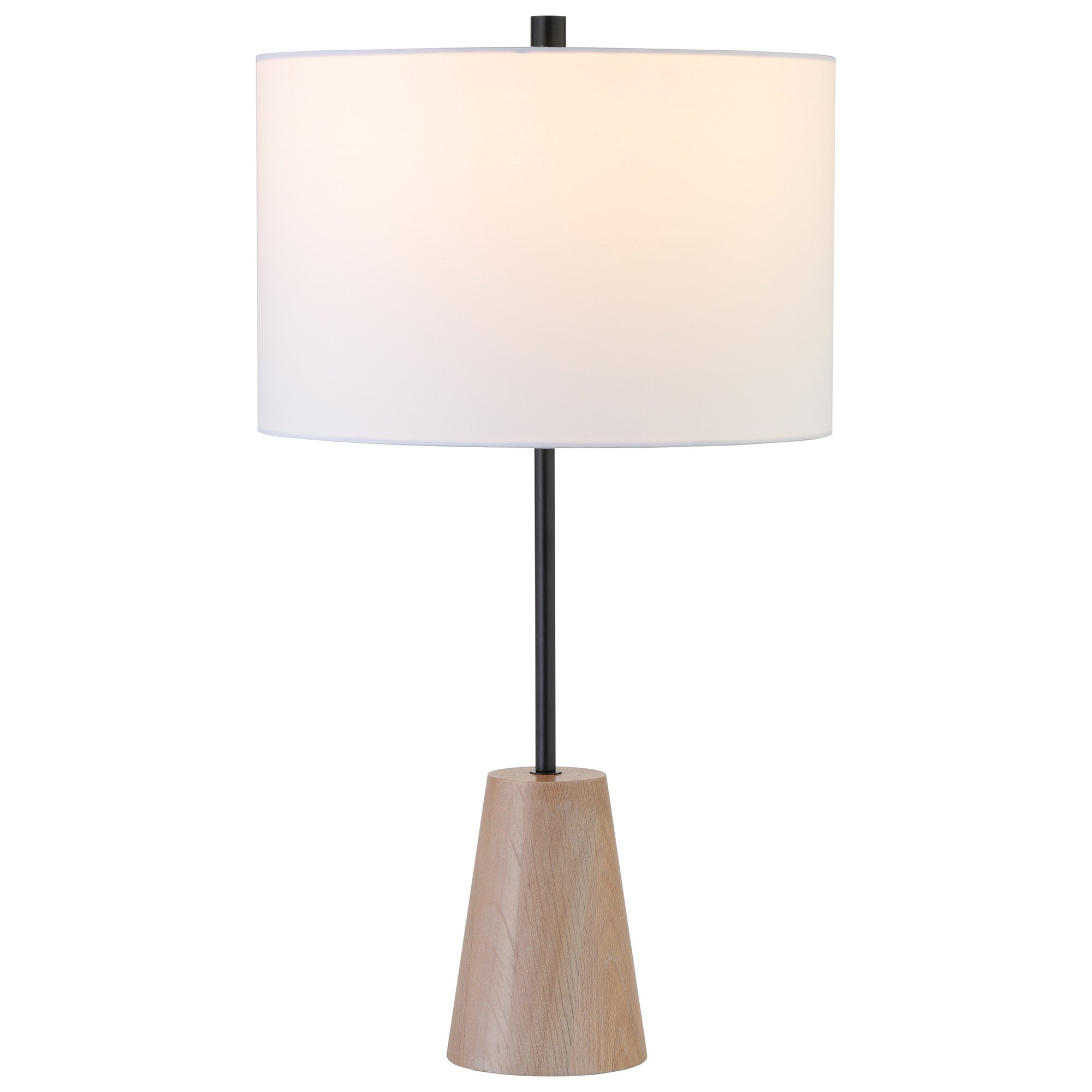 26" Brown and Black Metal Table Lamp With White Drum Shade - Minihomy