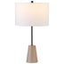 26" Brown and Black Metal Table Lamp With White Drum Shade - Minihomy