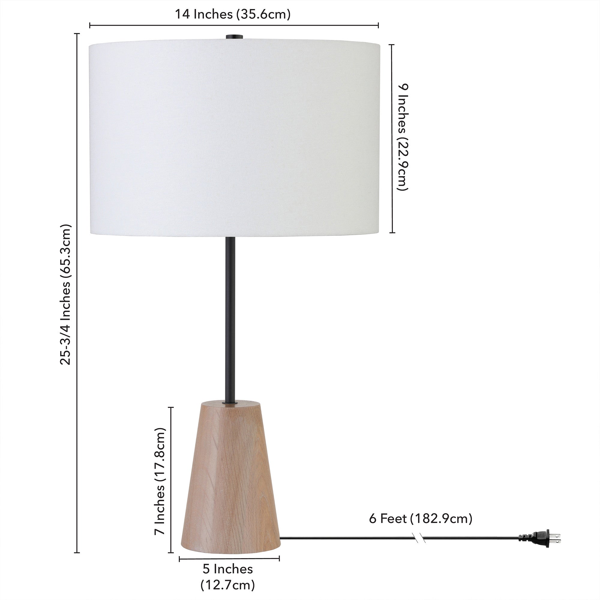 26" Brown and Black Metal Table Lamp With White Drum Shade - Minihomy