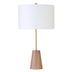 26" Gold and Brown Metal Table Lamp With White Drum Shade - Minihomy