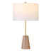 26" Gold and Brown Metal Table Lamp With White Drum Shade - Minihomy