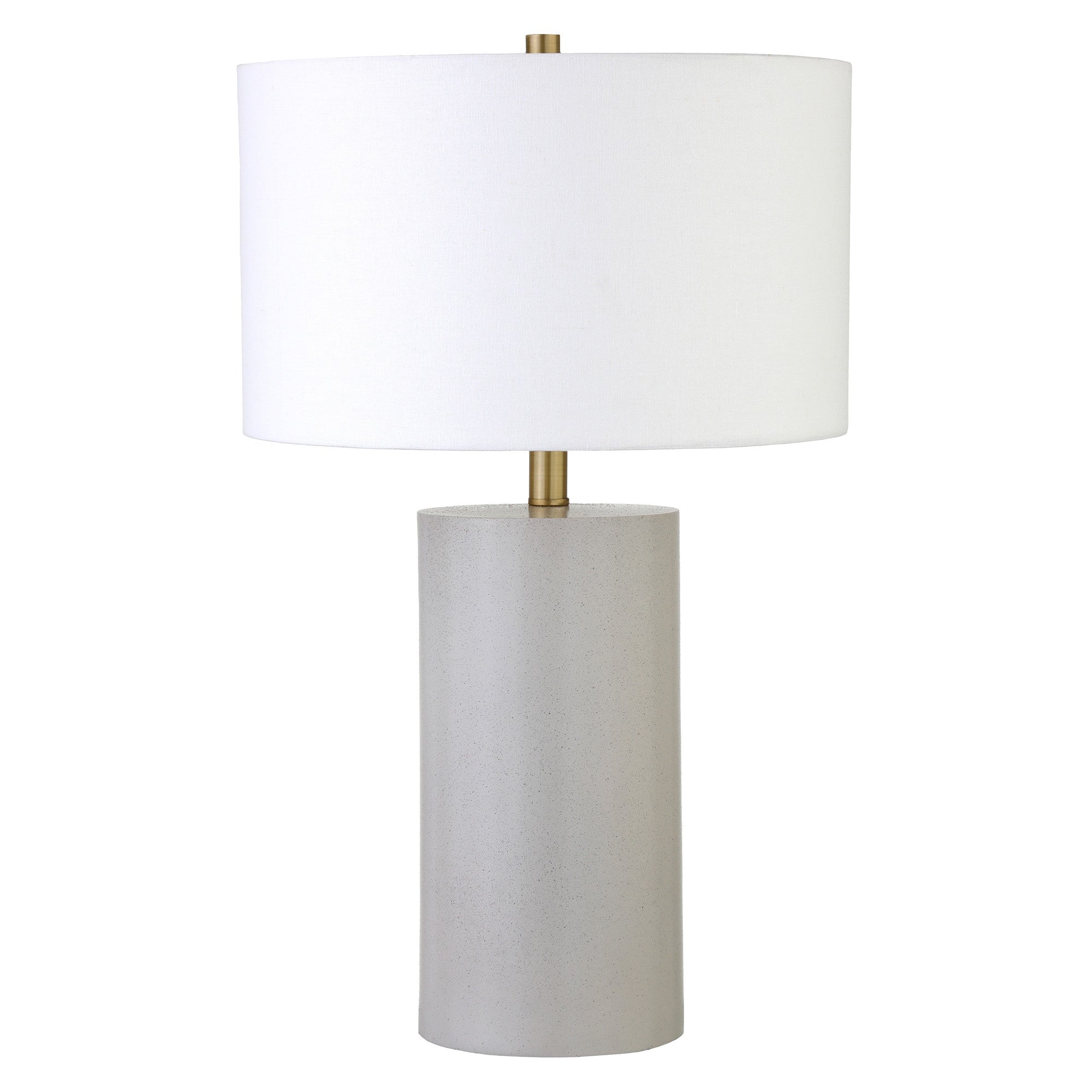 25" White Ceramic Table Lamp With White Drum Shade - Minihomy