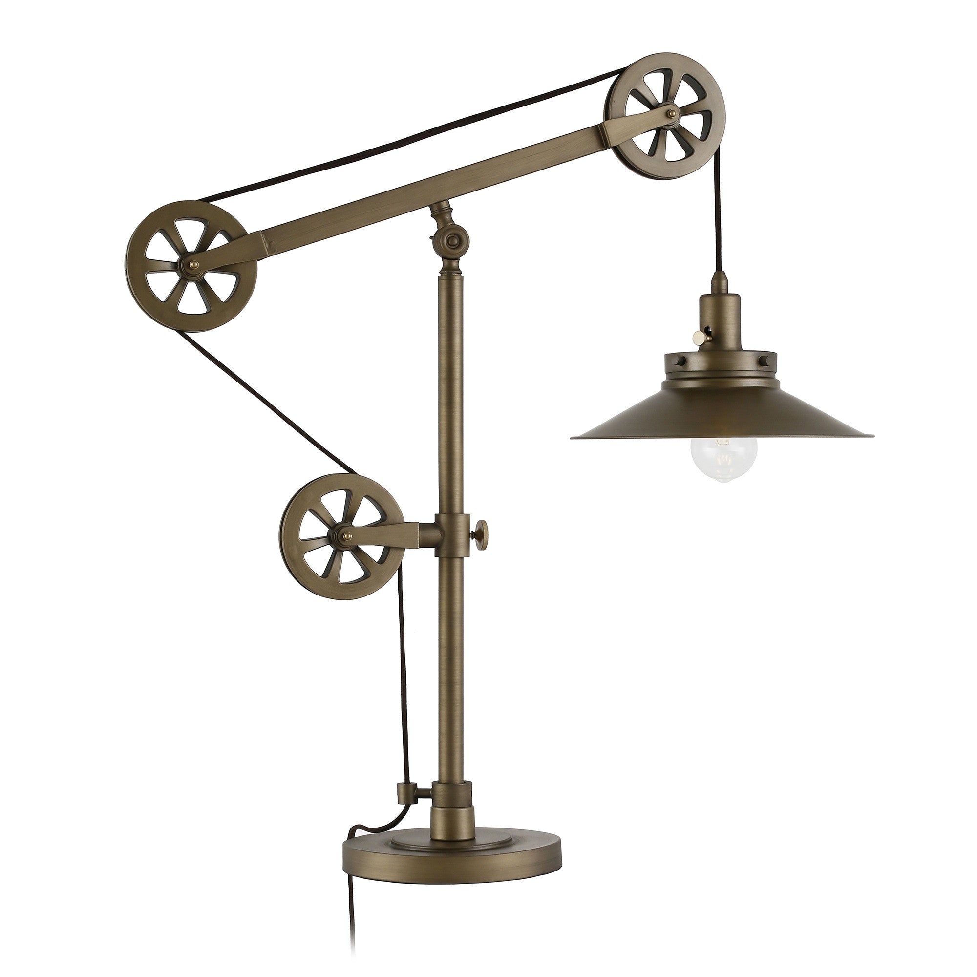 29" Brass Metal Desk Table Lamp With Brass Cone Shade - Minihomy