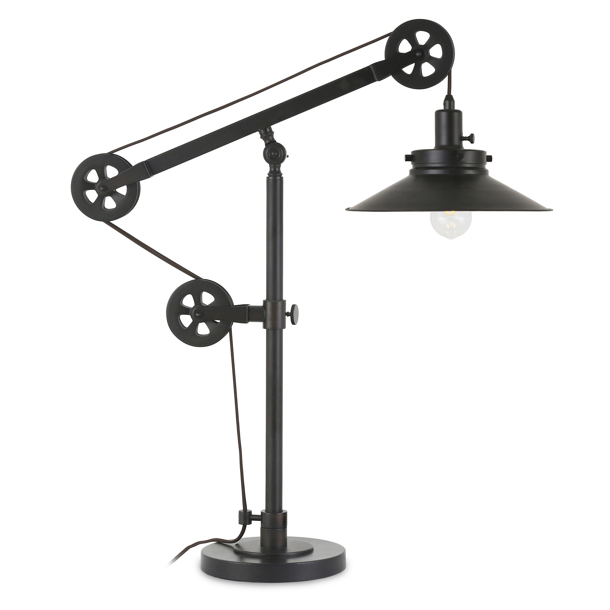 29" Black Metal Desk Table Lamp With Black Cone Shade - Minihomy