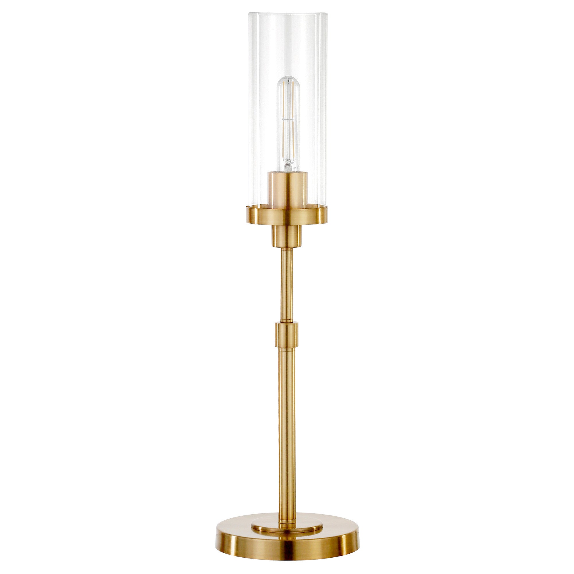 26" Brass Metal Table Lamp With Clear Cylinder Shade - Minihomy