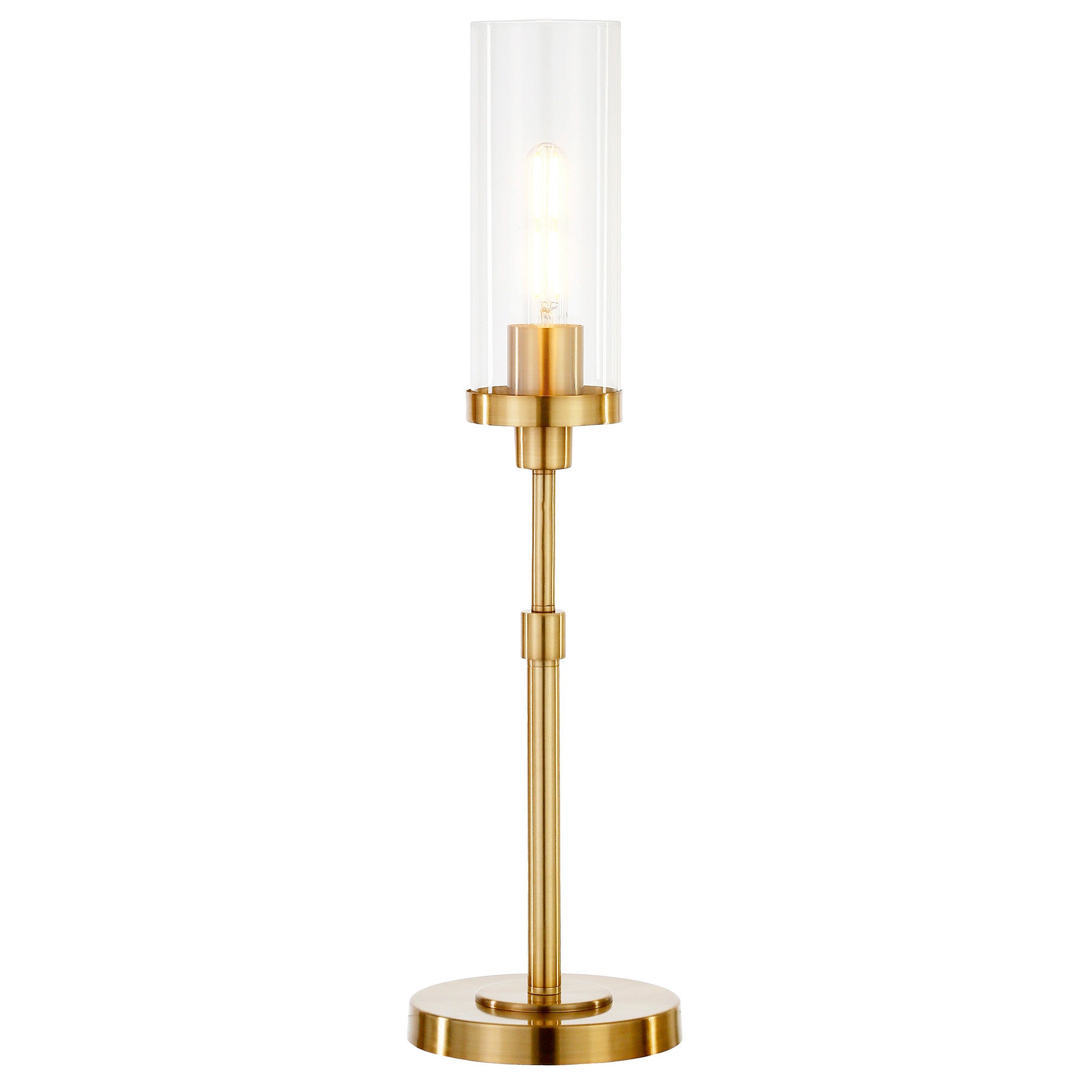 26" Brass Metal Table Lamp With Clear Cylinder Shade - Minihomy