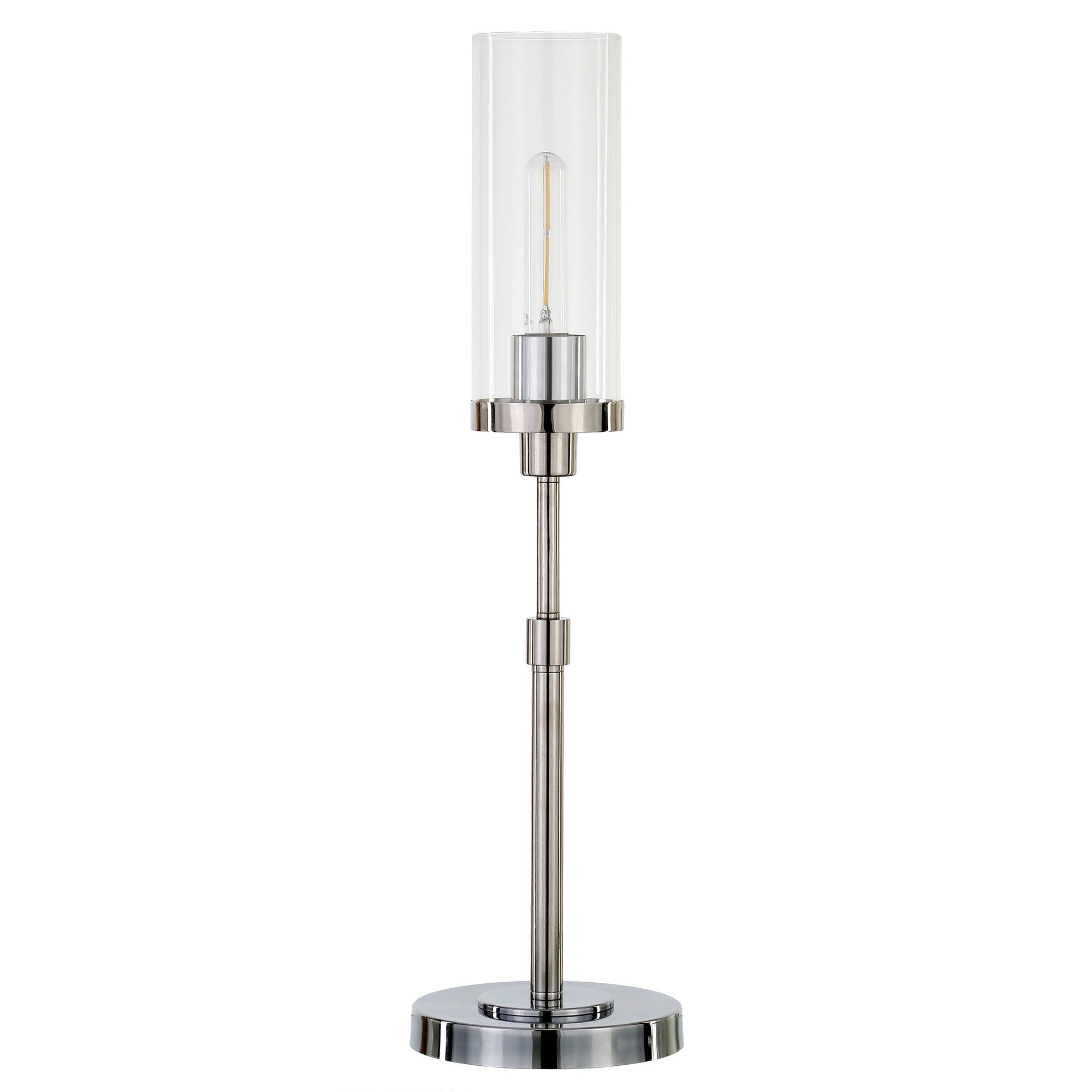 26" Nickel Metal Table Lamp With Clear Cylinder Shade - Minihomy