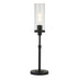 26" Black Metal Table Lamp With Clear Seeded Cylinder Shade - Minihomy