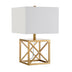 19" Brass Metal Table Lamp With White Square Shade - Minihomy