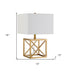 19" Brass Metal Table Lamp With White Square Shade - Minihomy