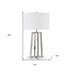 24" Nickel Metal Table Lamp With White Drum Shade - Minihomy