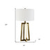 24" Brass Metal Table Lamp With White Drum Shade - Minihomy