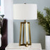 24" Brass Metal Table Lamp With White Drum Shade - Minihomy