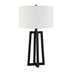 24" Black and White Metal Table Lamp With White Drum Shade - Minihomy