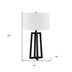 24" Black and White Metal Table Lamp With White Drum Shade - Minihomy