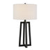 24" Black and White Metal Table Lamp With White Drum Shade - Minihomy