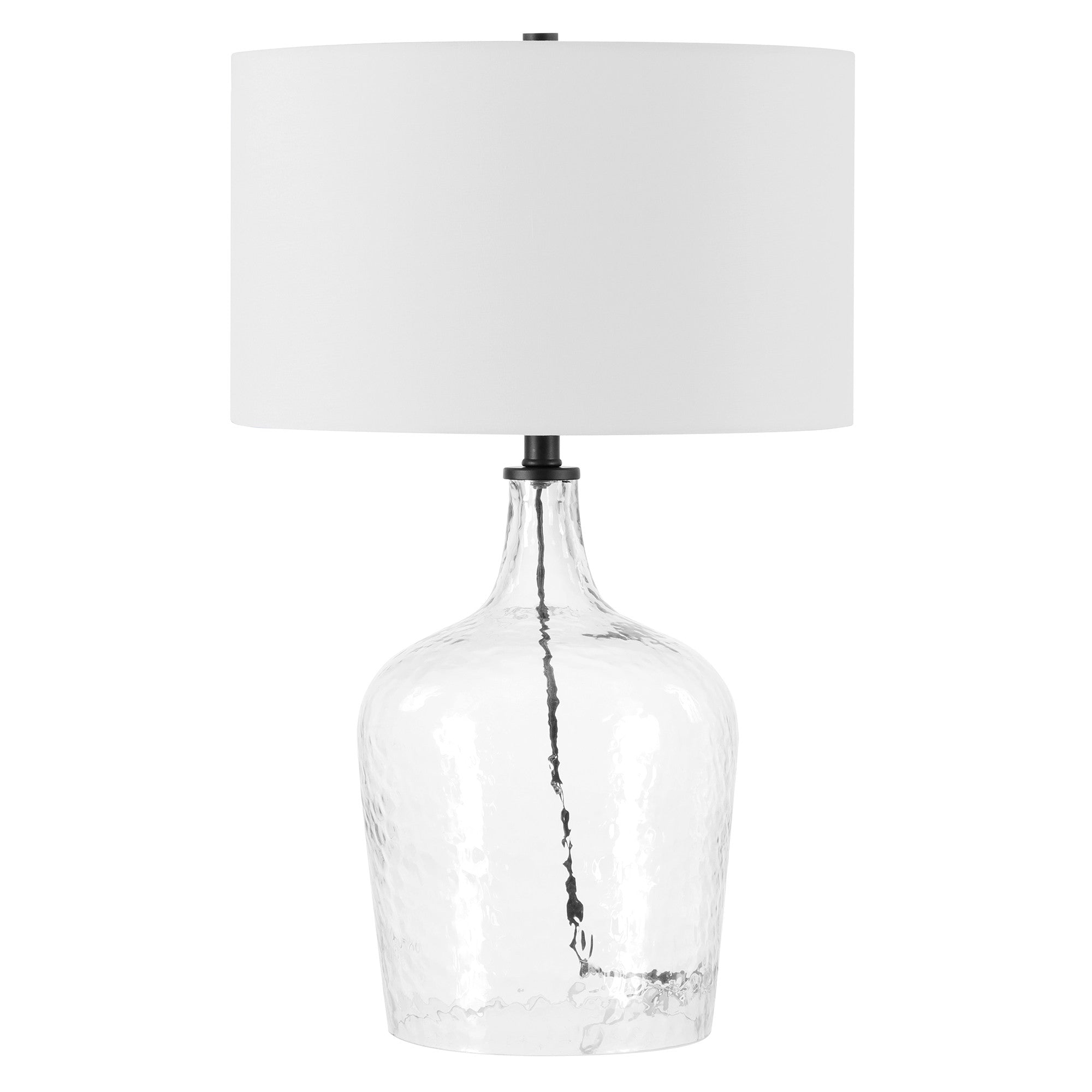 24" Clear Glass Table Lamp With White Drum Shade - Minihomy