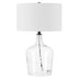 24" Clear Glass Table Lamp With White Drum Shade - Minihomy