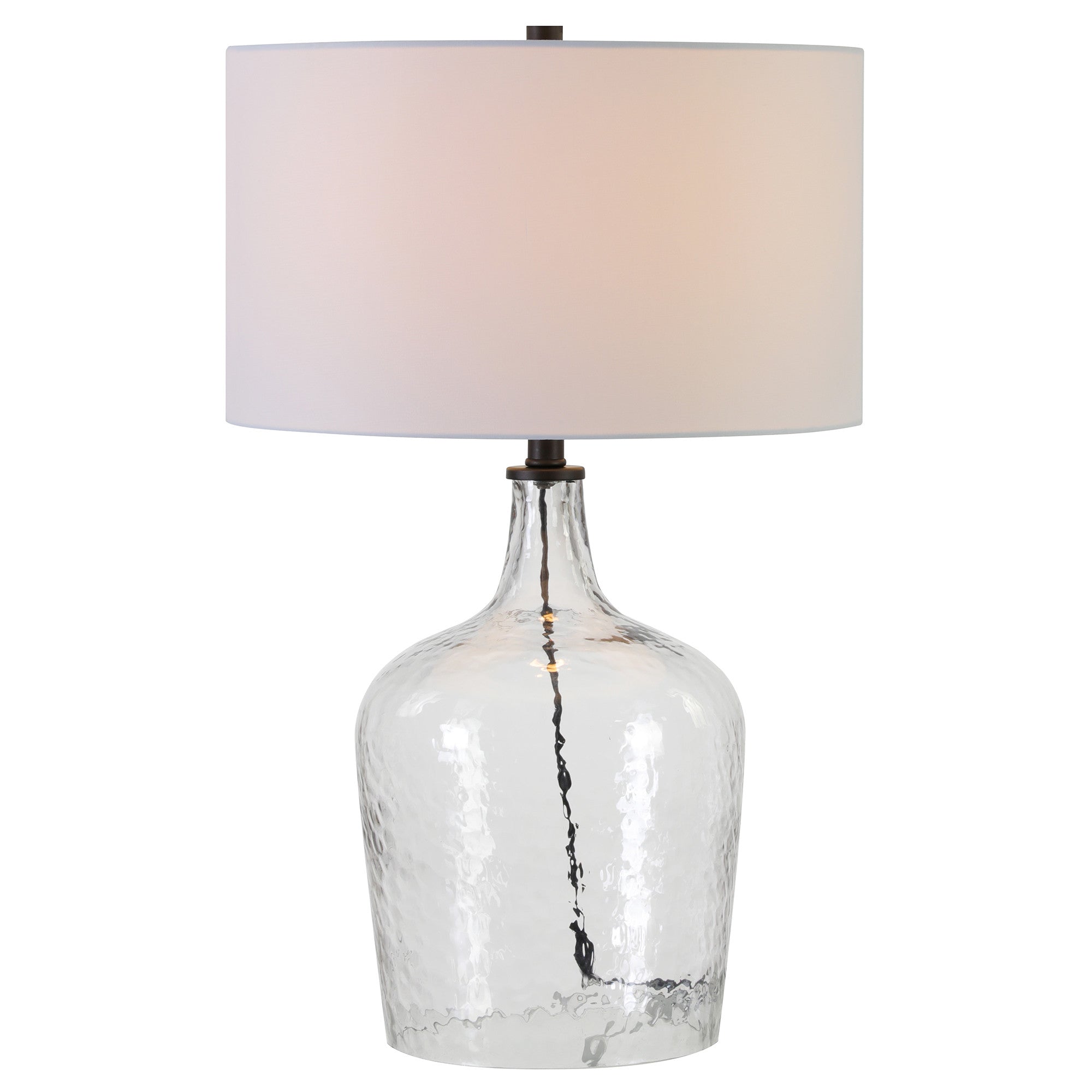 24" Clear Glass Table Lamp With White Drum Shade - Minihomy