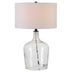 24" Clear Glass Table Lamp With White Drum Shade - Minihomy