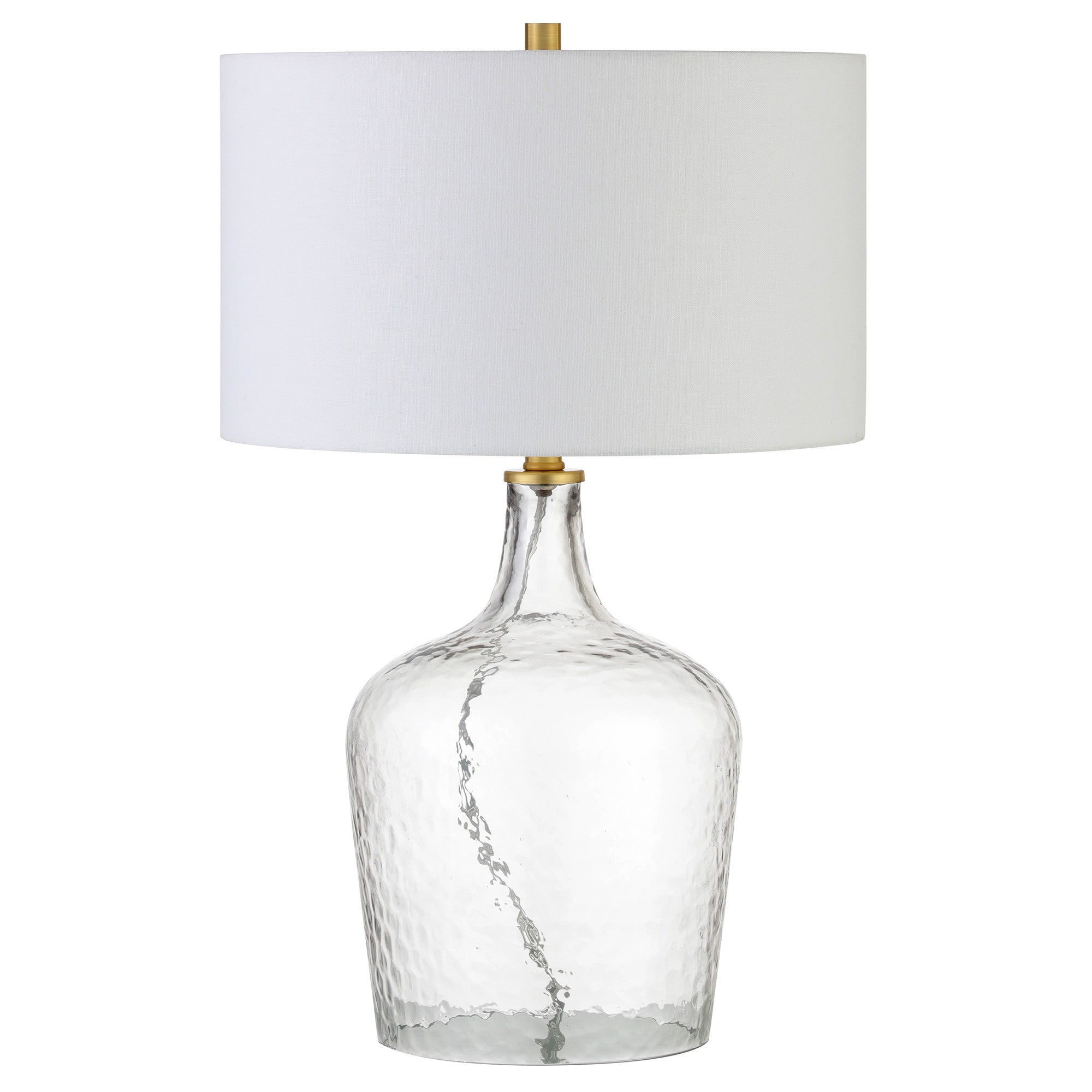 24" Clear Glass Table Lamp With White Drum Shade - Minihomy