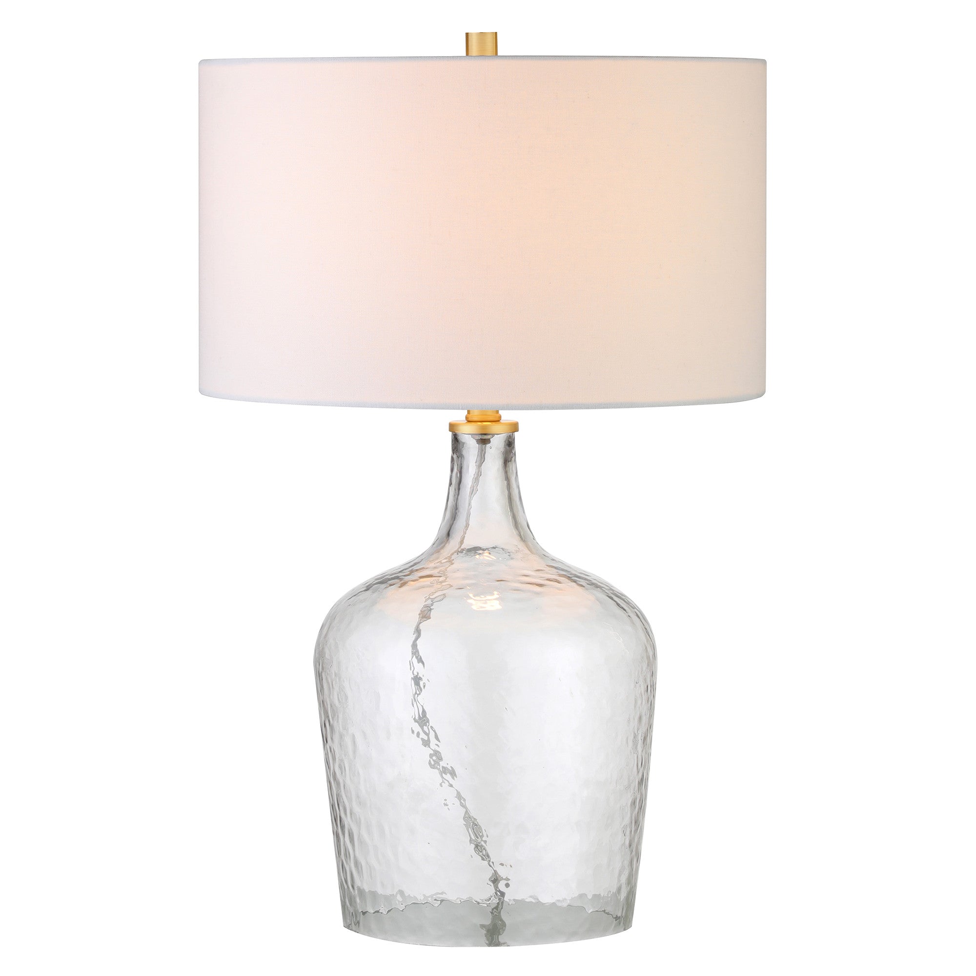 24" Clear Glass Table Lamp With White Drum Shade - Minihomy