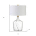 24" Clear Glass Table Lamp With White Drum Shade - Minihomy