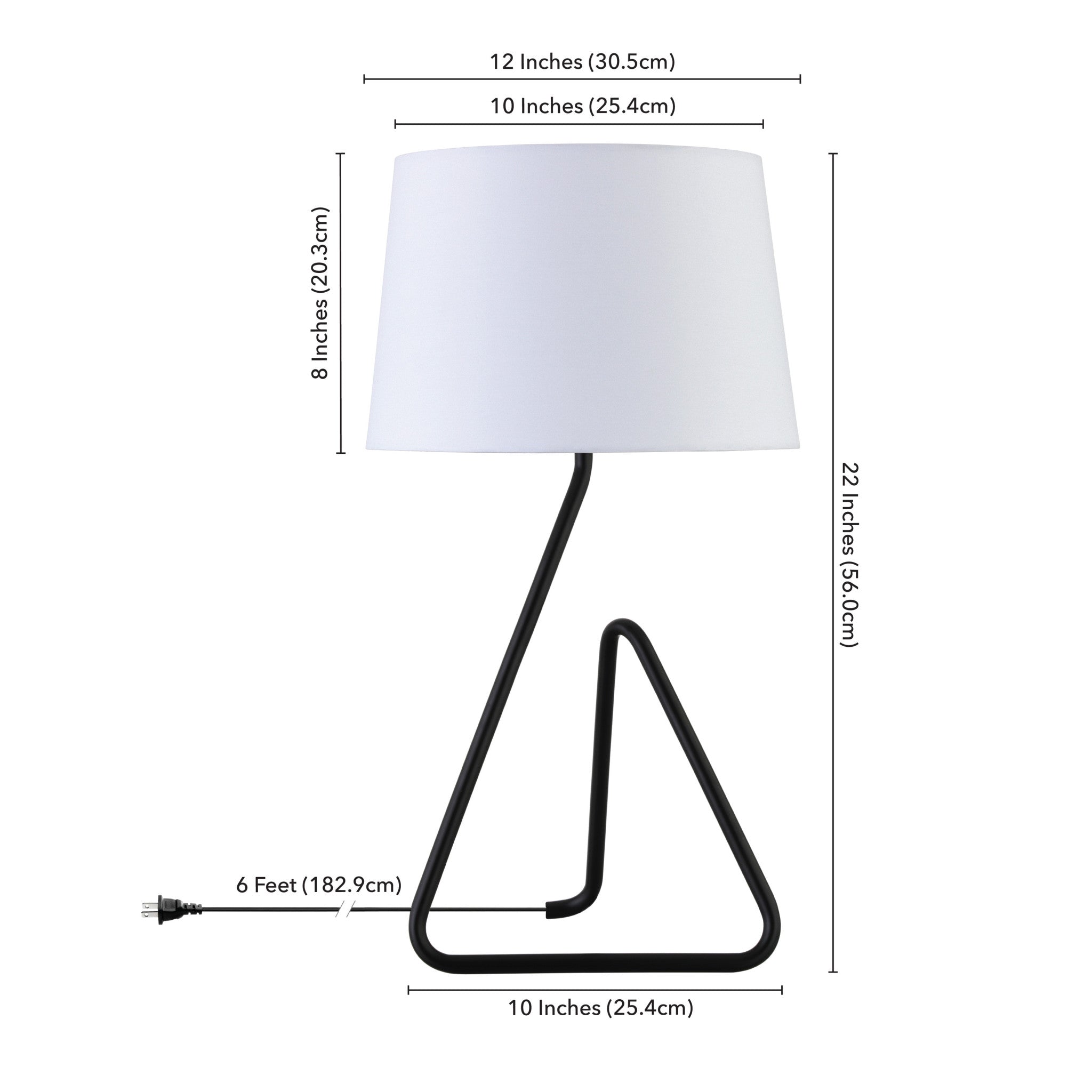 22" Black Metal Table Lamp With White Bell Shade - Minihomy