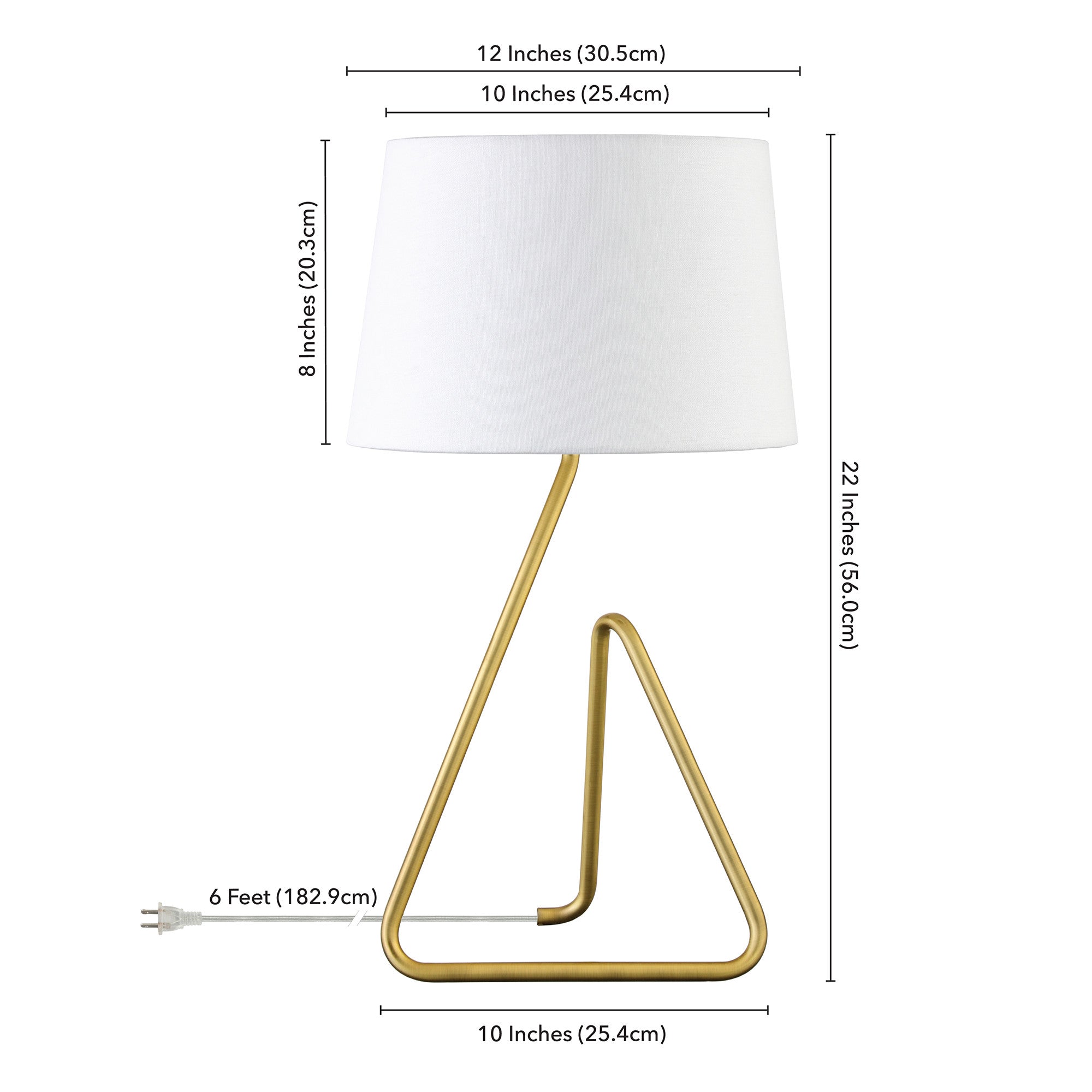 22" Brass Metal Table Lamp With White Bell Shade - Minihomy