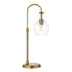 27" Brass Metal Arched Table Lamp With Clear Seeded Dome Shade - Minihomy