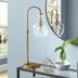 27" Brass Metal Arched Table Lamp With Clear Seeded Dome Shade - Minihomy