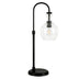 27" Black Metal Arched Table Lamp With Clear Dome Shade - Minihomy