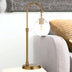 27" Brass Metal Arched Table Lamp With Clear Dome Shade - Minihomy