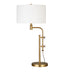 32" Brass Metal Adjustable Table Lamp With White Drum Shade - Minihomy