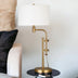 32" Brass Metal Adjustable Table Lamp With White Drum Shade - Minihomy