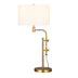 32" Brass Metal Adjustable Table Lamp With White Drum Shade - Minihomy