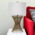 25" Antiqued Brass Metal Adjustable Table Lamp With White Drum Shade - Minihomy