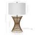 25" Antiqued Brass Metal Adjustable Table Lamp With White Drum Shade - Minihomy