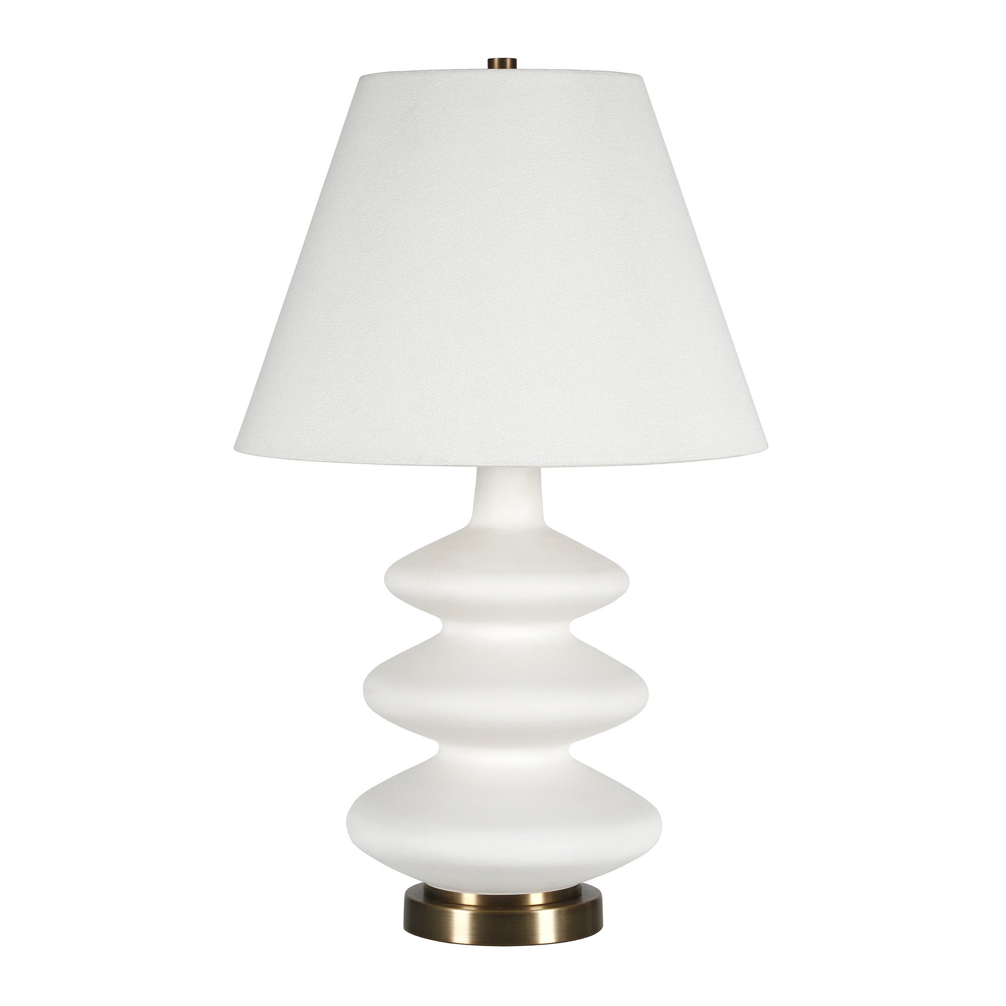 26" Gold and White Glass Table Lamp With White Empire Shade - Minihomy