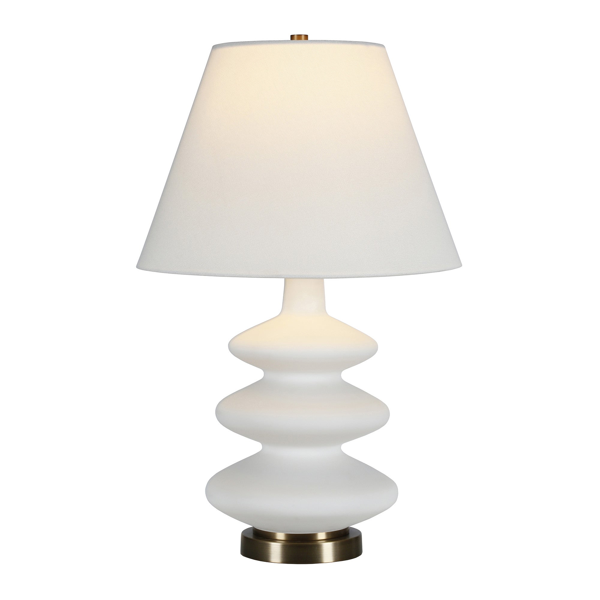 26" Gold and White Glass Table Lamp With White Empire Shade - Minihomy