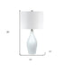 28" White Porcelain Table Lamp With White Drum Shade - Minihomy