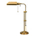 26" Bronze Metal Adjustable Table Lamp With Antiqued Brass Rectangular Shade - Minihomy