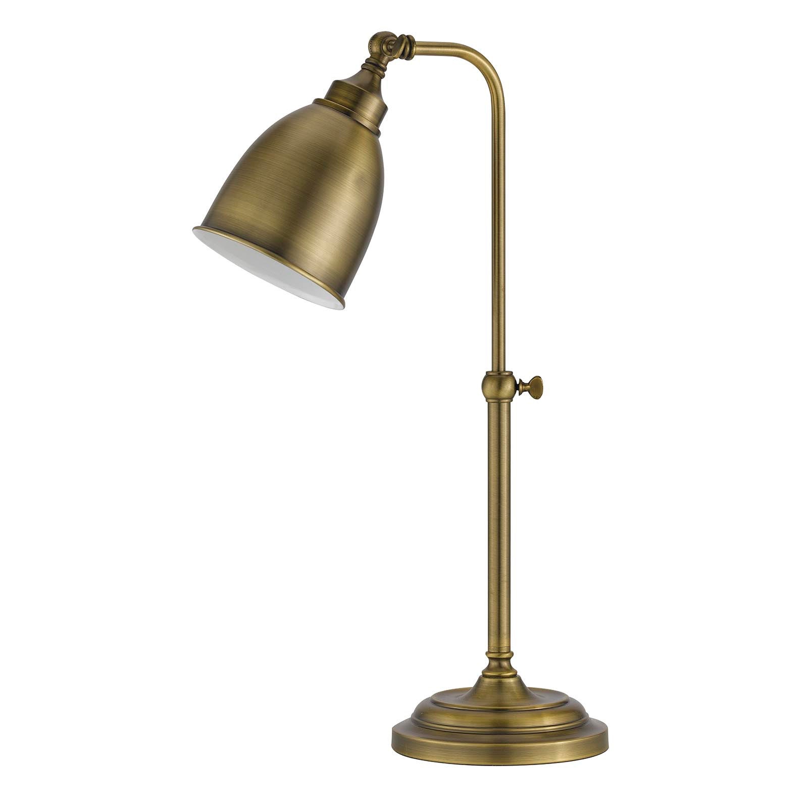 25" Bronze Metal Adjustable Table Lamp With Antiqued Brass Dome Shade - Minihomy