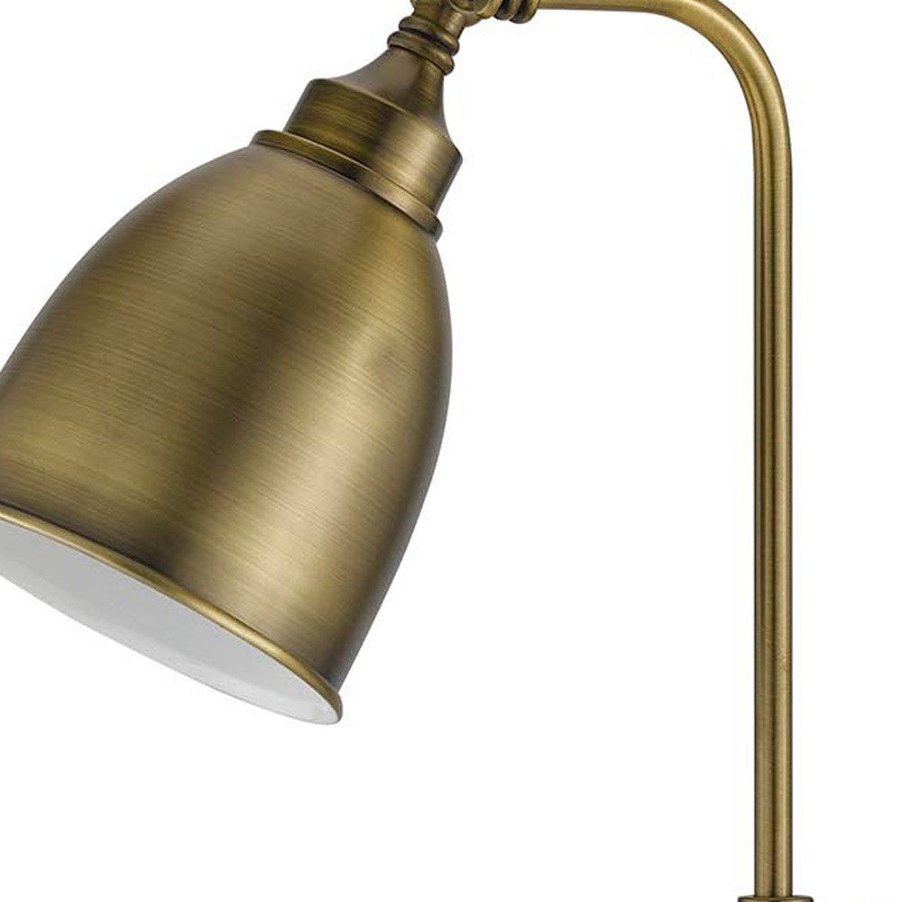 25" Bronze Metal Adjustable Table Lamp With Antiqued Brass Dome Shade - Minihomy