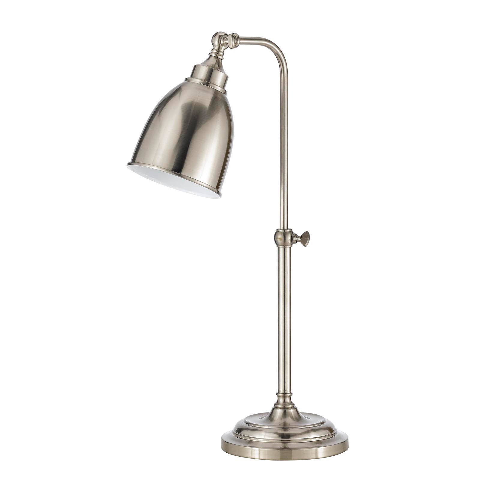 26" Nickel Metal Adjustable Table Lamp With Nickel Dome Shade - Minihomy