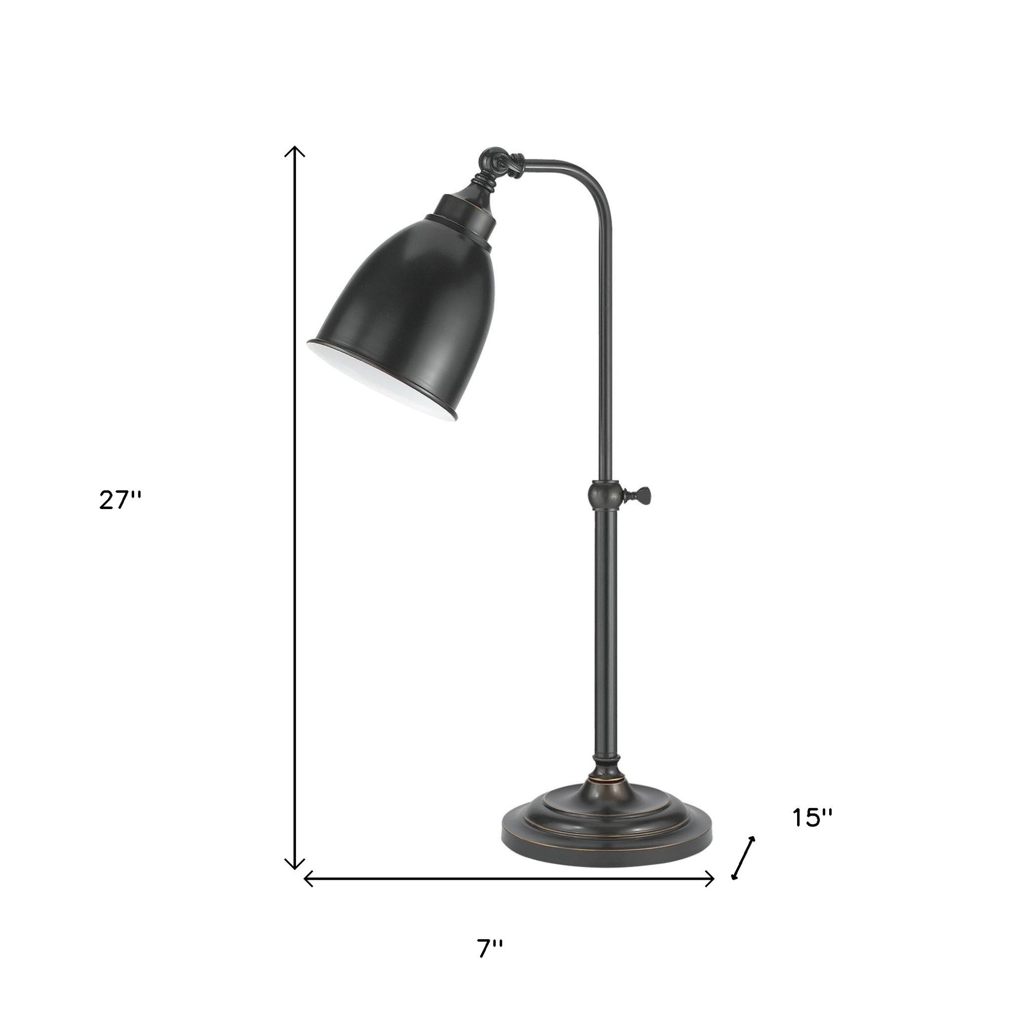 27" Bronze Metal Adjustable Table Lamp With Bronze Dome Shade - Minihomy