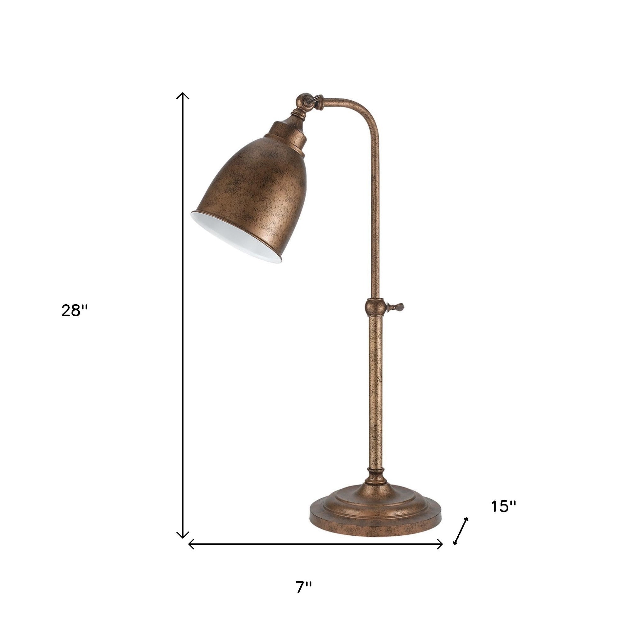 28" Rust Metal Adjustable Table Lamp With Rust Dome Shade - Minihomy