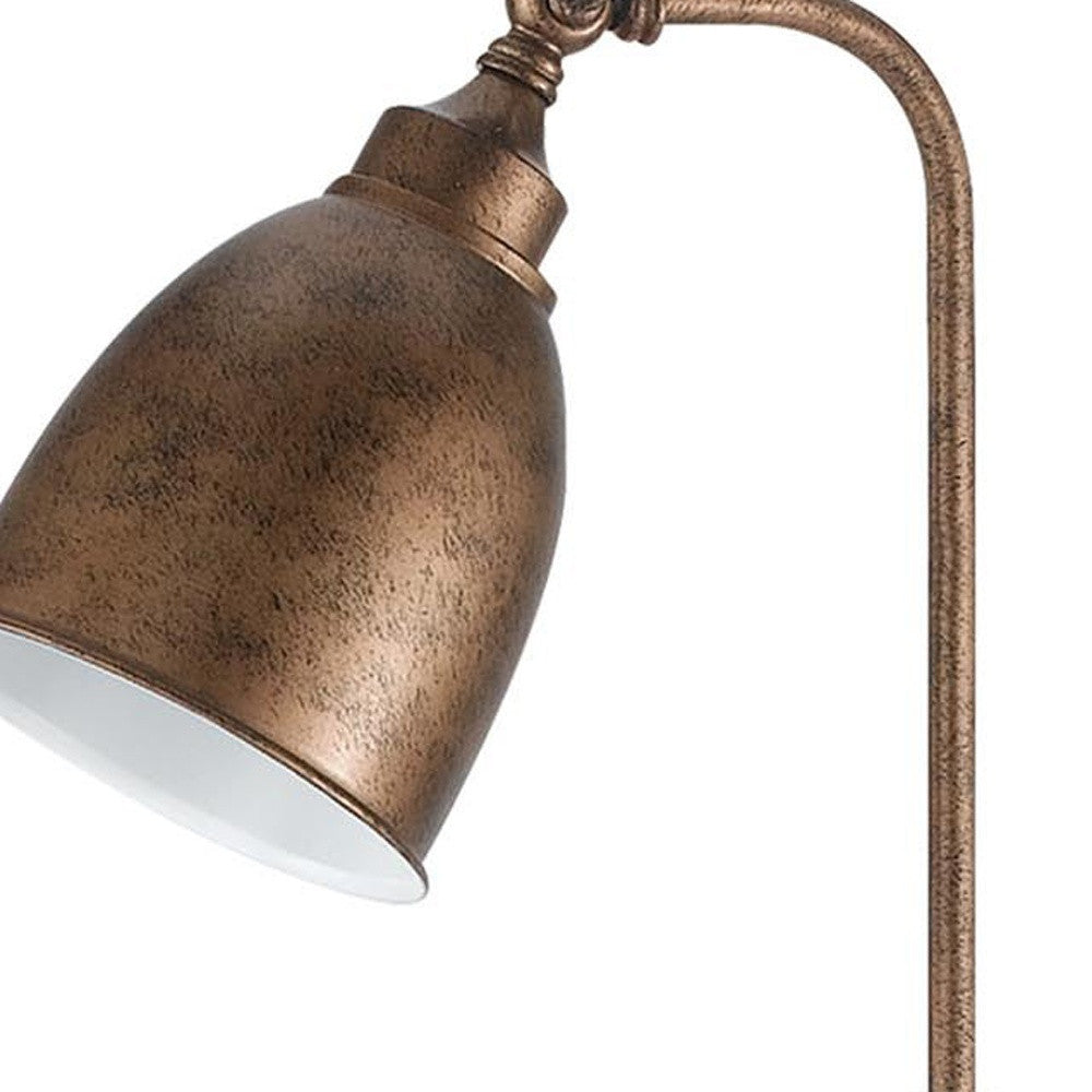 28" Rust Metal Adjustable Table Lamp With Rust Dome Shade - Minihomy