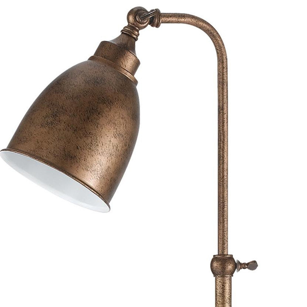 28" Rust Metal Adjustable Table Lamp With Rust Dome Shade - Minihomy